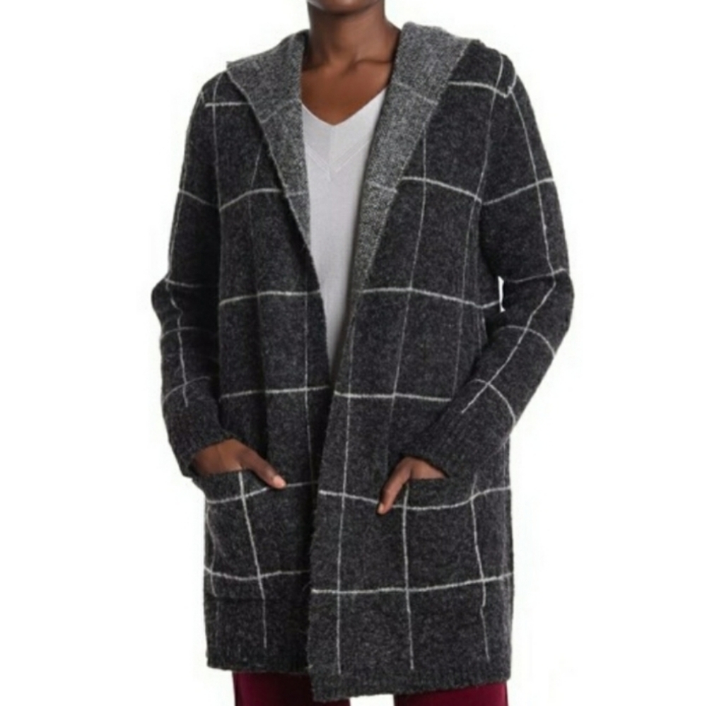 Cyrus
Windowpane Hooded Cardigan Coat